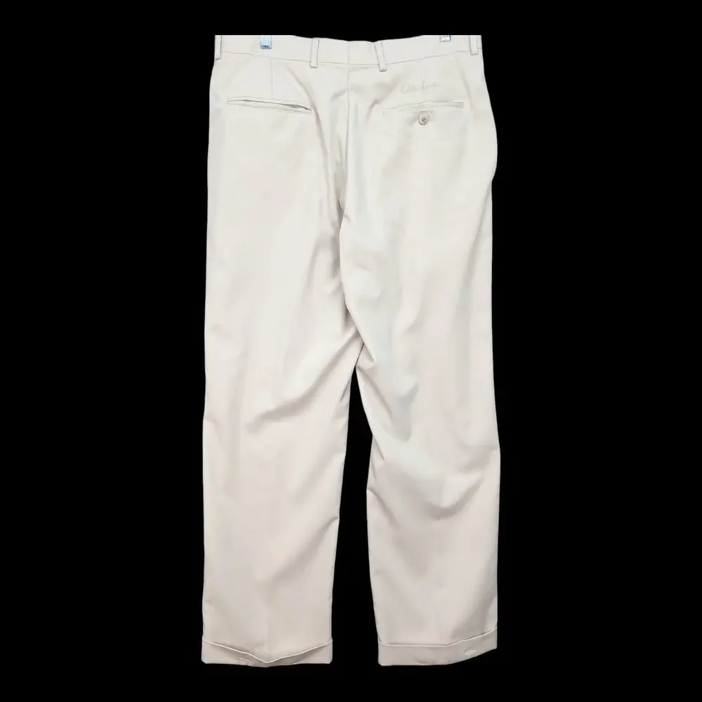 Walter Hagen Men 34x28 Beige Khaki Flat Front Cuffed Dress Pants Trousers Career - Picture 3 of 15
